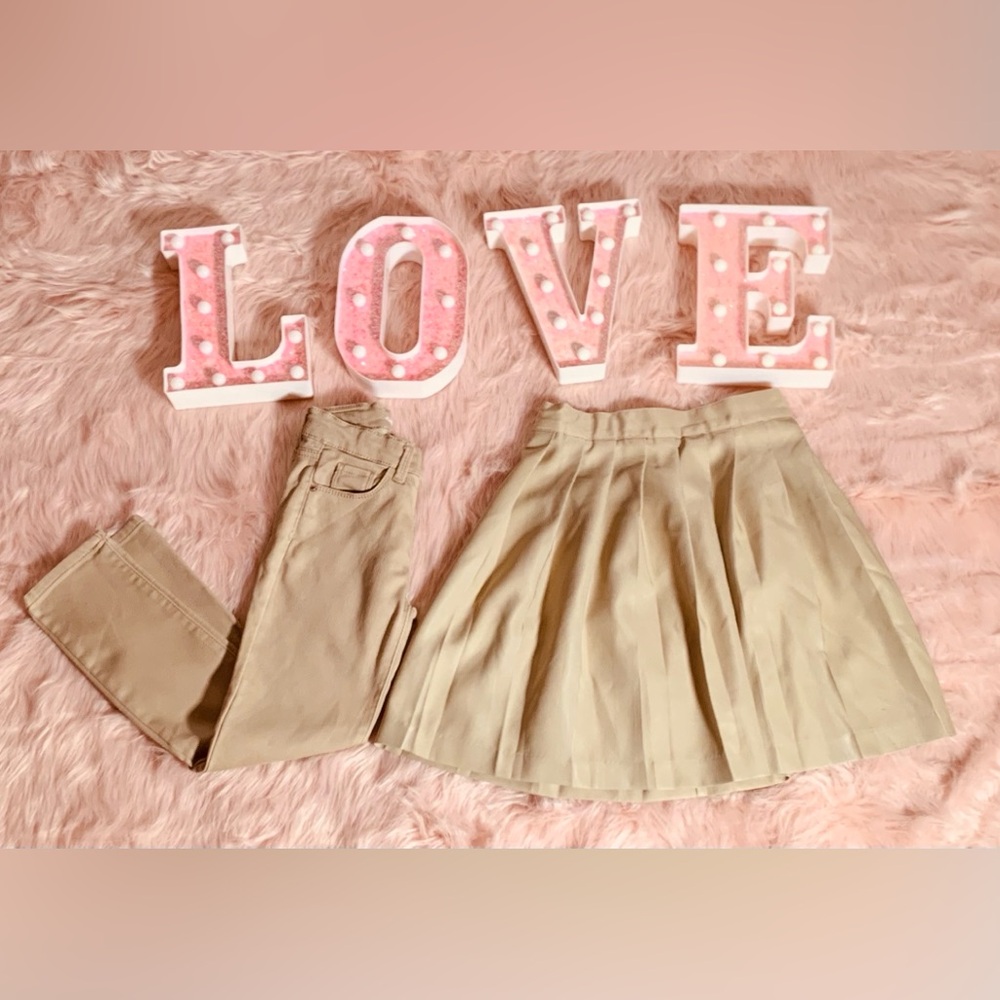 Girl’s Khaki Uniform Pant & Skirt 🌻 2 Pack